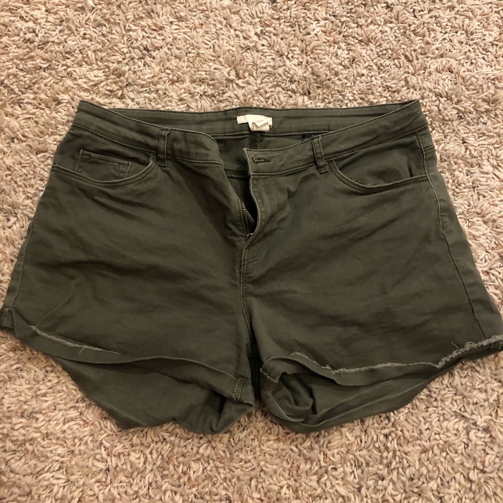 Army green jean shorts